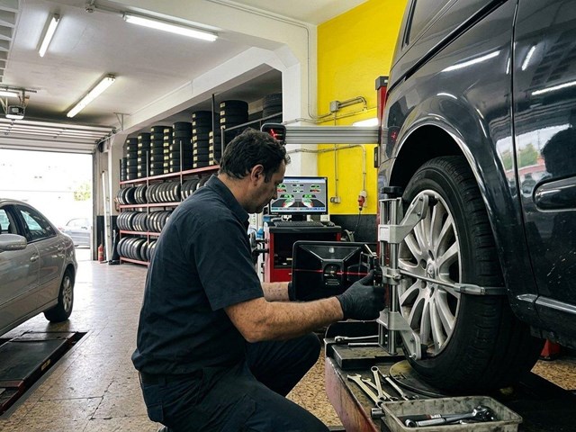 Alineado de dirección tras cambio de neumáticos en Fene